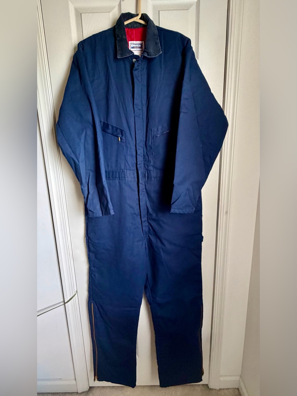 Vtg Berco Insulated Coveralls Navy Blue Lined Mens Large TALL Inseam 30" USA